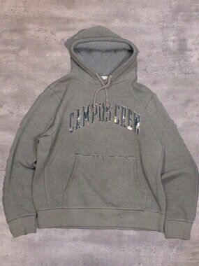Y2K 2000's 00's Campus Crew Quilted Line Abercrombie & Fitch‎ Style Grey Hoodie